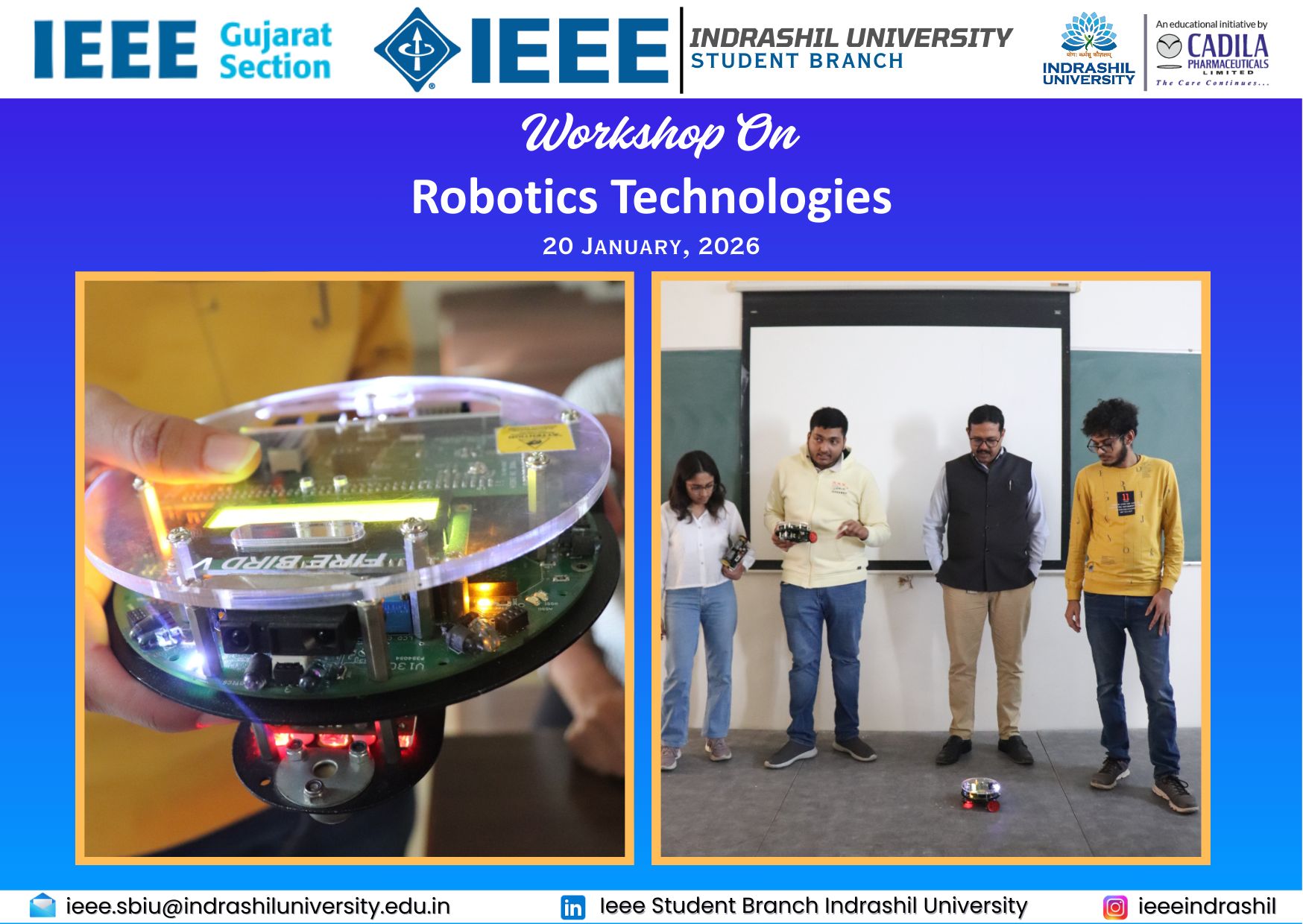 Conducting robotics training workshop for engineering students with Dr. Alok Kumar Singh